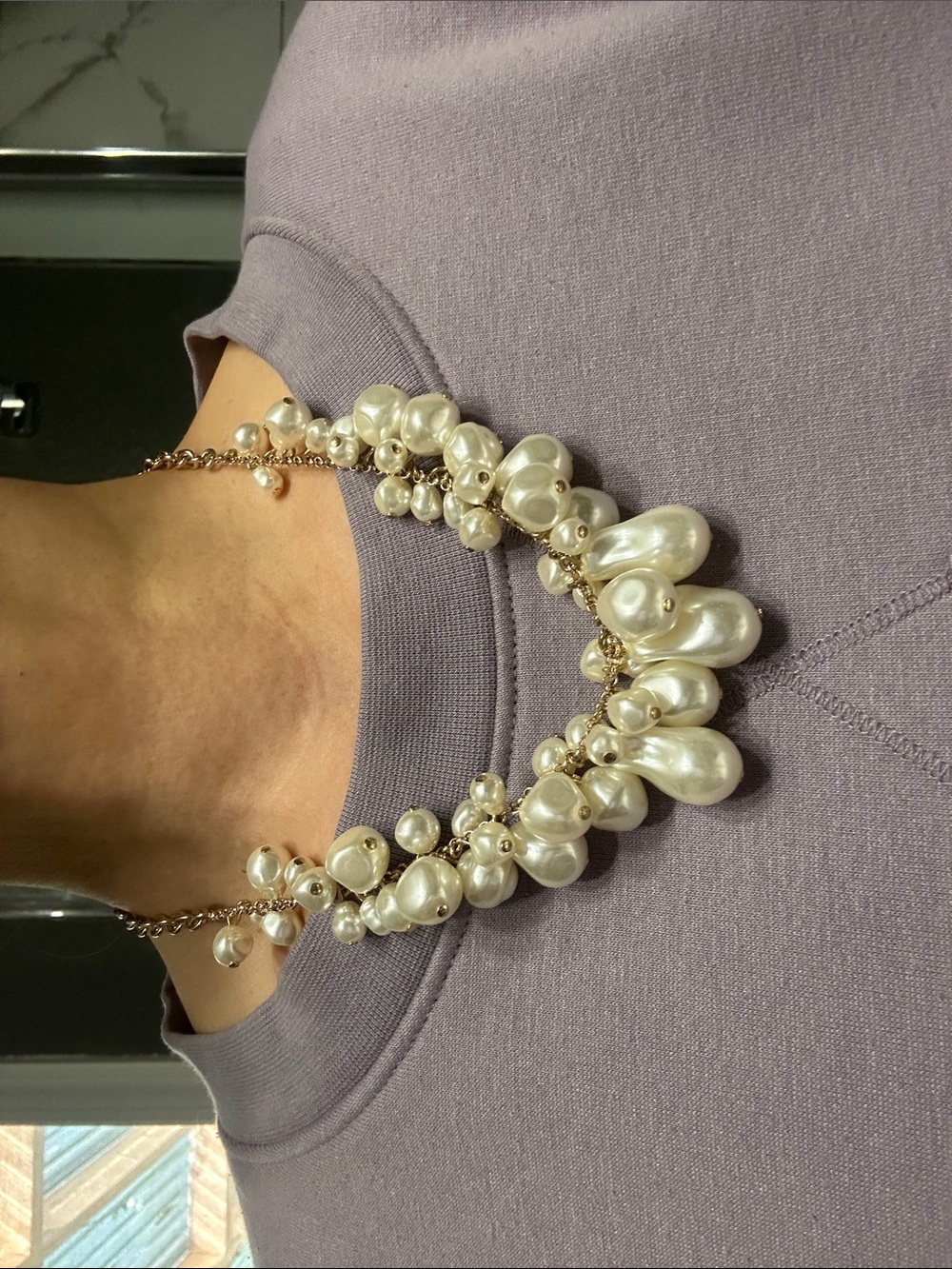Statement Pearl Cluster Necklace in Cream